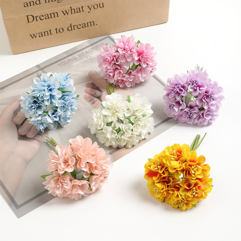 Baby Breath Dried - 6Pcs Silk Artificial Flowers Bouquet 11CM