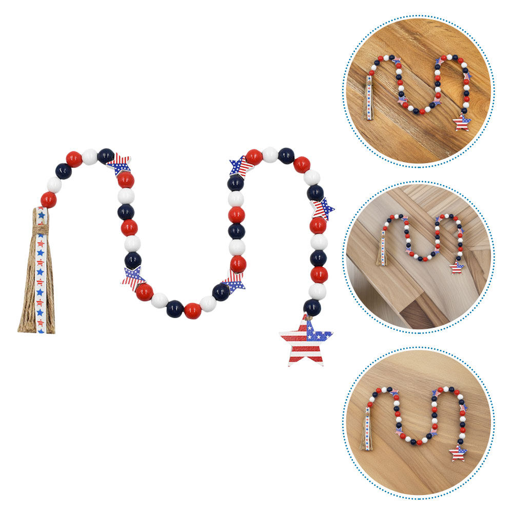 Patriotic Wood Bead Garland In - Twine Jute Natural ulasan dan harga