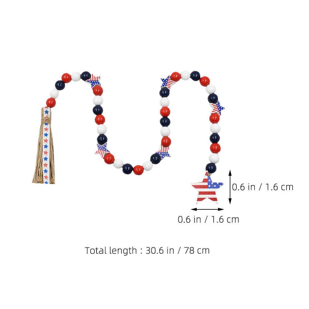 Patriotic Wood Bead Garland In - Twine Jute Natural ulasan dan harga