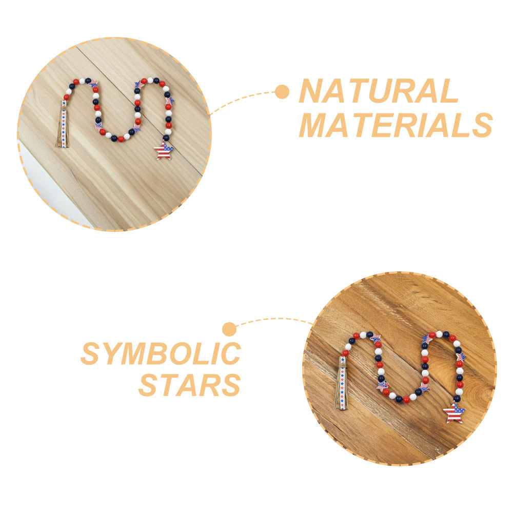 Patriotic Wood Bead Garland In - Twine Jute Natural ulasan dan harga