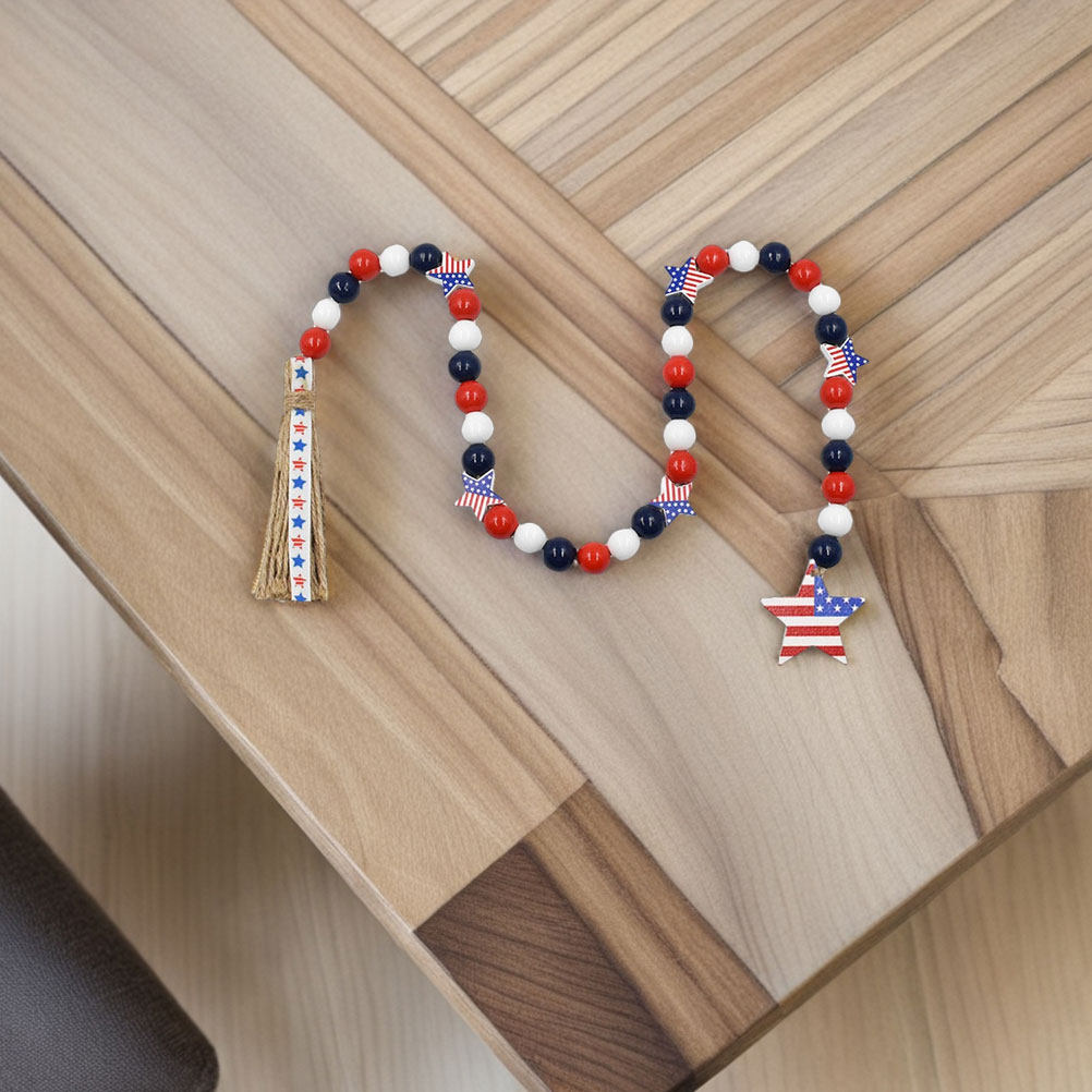 Patriotic Wood Bead Garland In - Twine Jute Natural ulasan dan harga