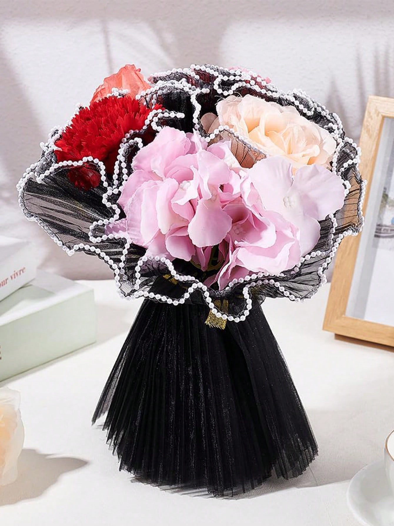 4Yards Faux Pearl Edge Flower  - Florist Supply Paper ulasan dan harga